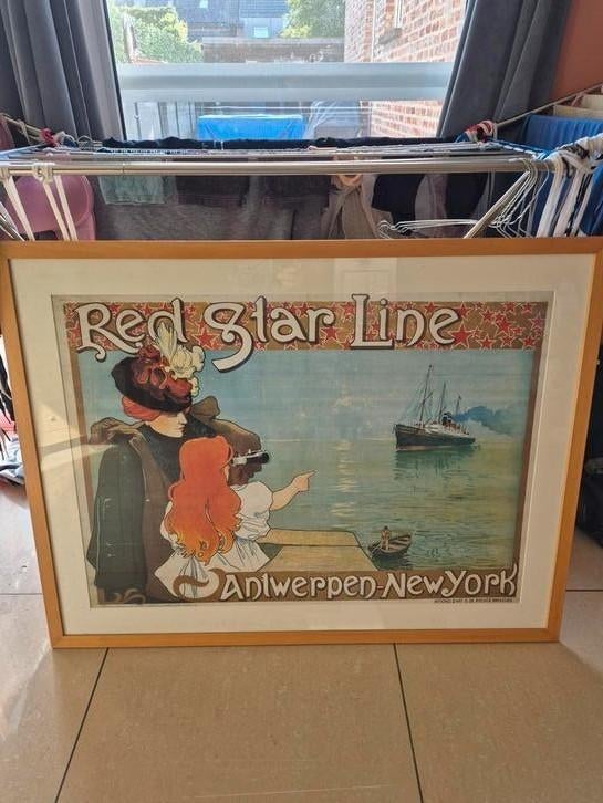 Grote vintage ingekaderde poster Red Starline, Enlèvement