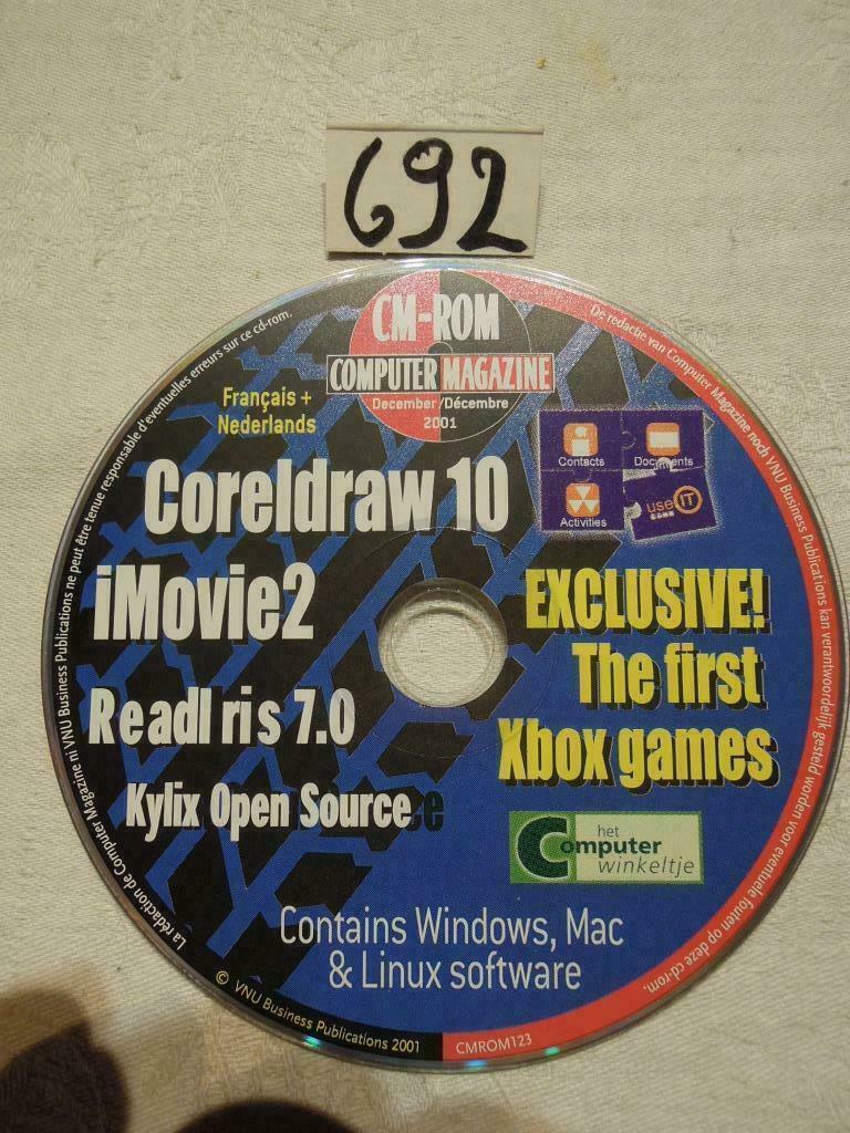 CD-rom Coreldraw10 iMovie 2 Readl ris7.0  2001, Enlèvement ou Envoi, Utilisé