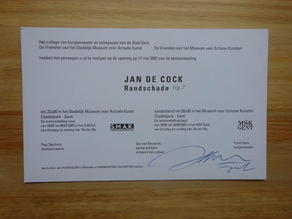 Jan De Cock - invitatie 2002 - signed, Enlèvement ou Envoi, Neuf, Peinture et dessin