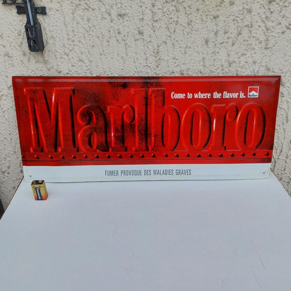 PLAQUE METAL PUB MARLBORO CIGARETTES THE FLAVOR  ORIGINALI, Collections, Marques & Objets publicitaires, Enlèvement ou Envoi, Utilisé