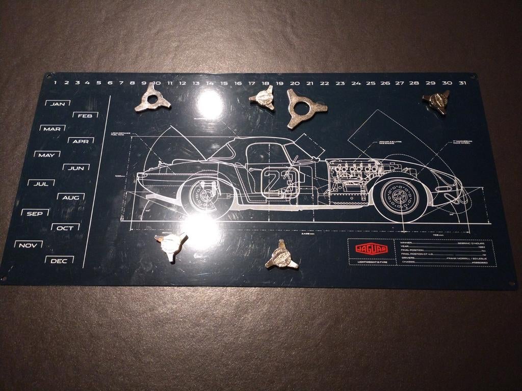 Metalen kalenderbord jaguar, Verzamelen, Merken en Reclamevoorwerpen, Ophalen