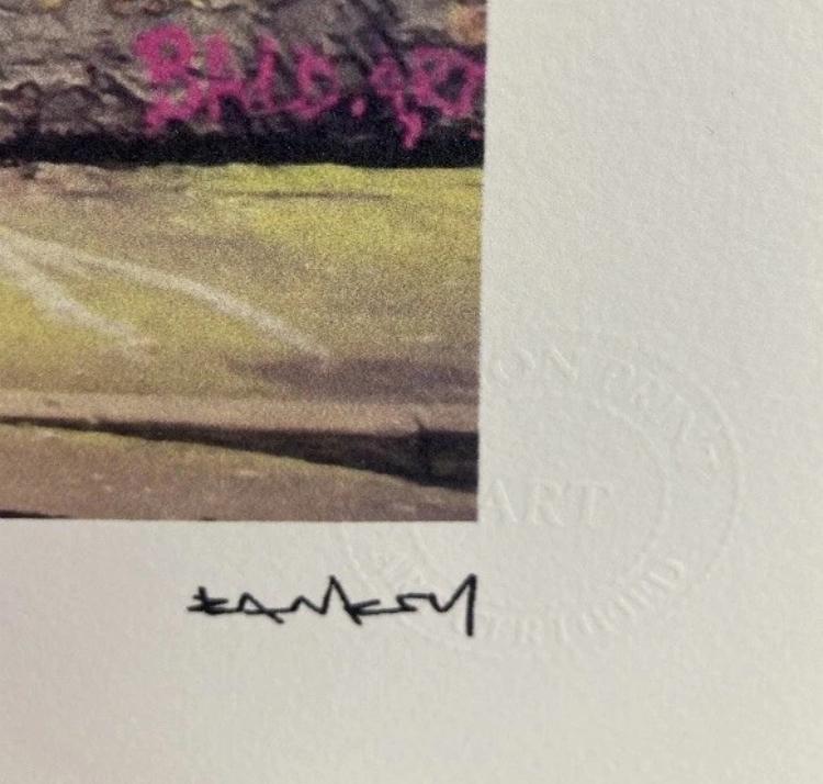 BANKSY : lithographie encadrée avec certificat, Antiquités & Art, Enlèvement ou Envoi