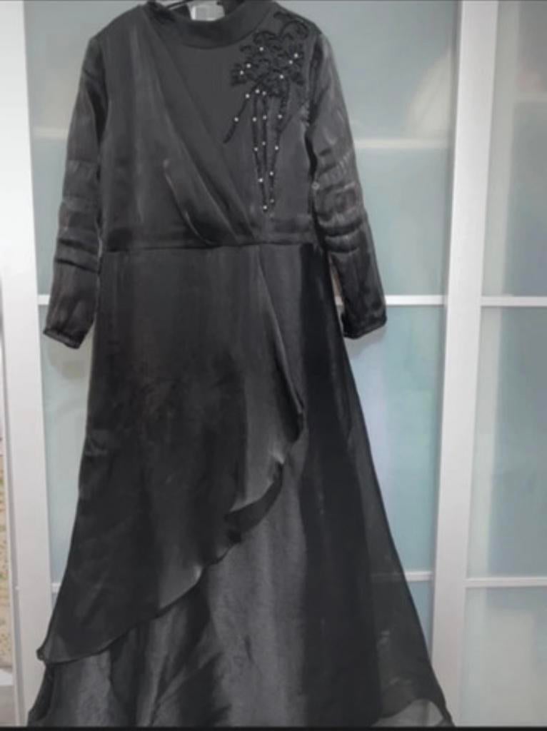 Robe de bal noire taille 52, Taille 46/48 (XL) ou plus grande, Robe de cocktail, Porté, Noir