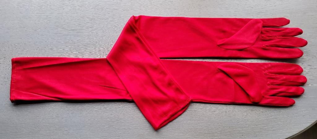 Gants longs en satin rouge super taille unique, ANDERE, Envoi, Rouge, Autres types