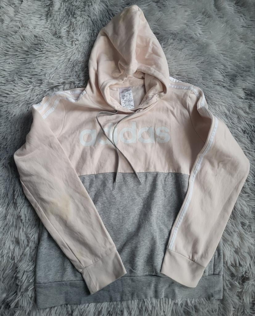 Sweat à capuche Adidas Essentials Colorblock – Rose & Gris, Taille 38/40 (M), Enlèvement ou Envoi, Adidas, Rose
