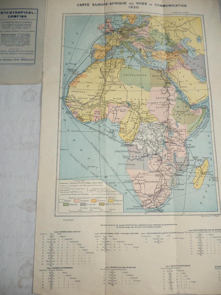 1930 J. FLAMME KAART Belgisch Kongo, Antwerpen-Boma-Matadi, Boeken, Ophalen of Verzenden