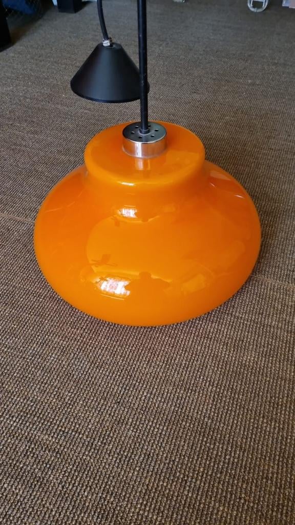 Vintage opaline oranje hanglamp plafondlamp lamp, Huis en Inrichting, Lampen | Hanglampen, Ophalen, Zo goed als nieuw