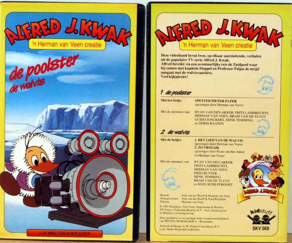 Video VHS Tekenfilm: Alfred J. Kwak "De Poolster, De Walvis", Cd's en Dvd's, Alle leeftijden, Ophalen of Verzenden, Gebruikt, Tekenfilm