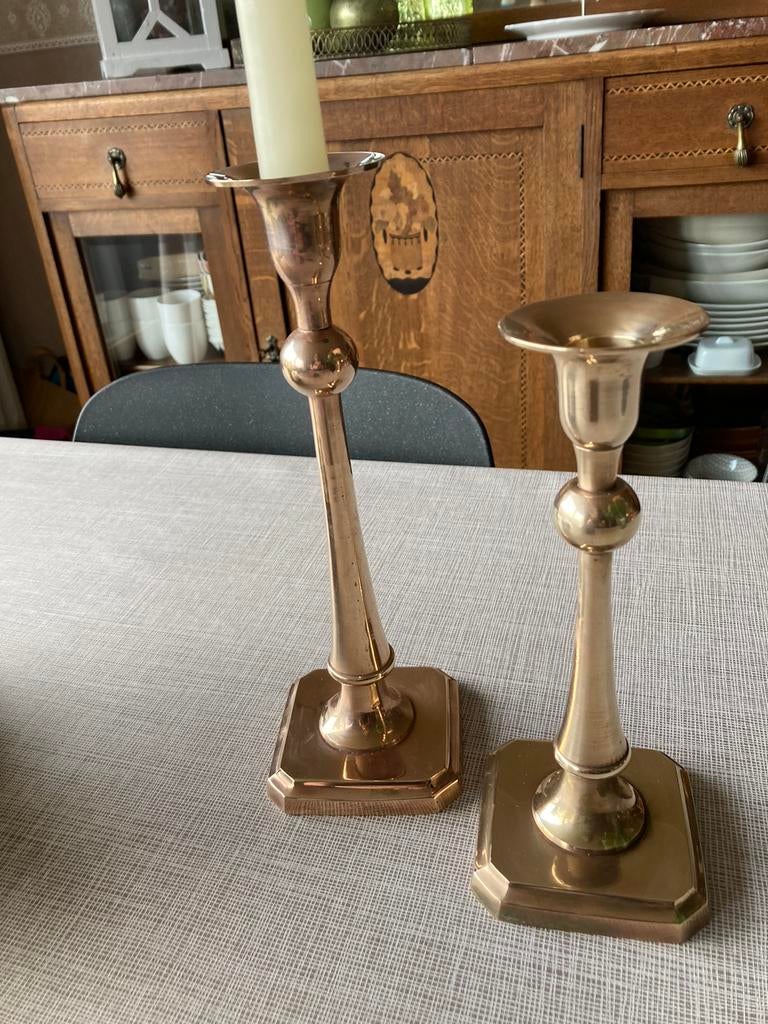 2 koperen kandelaars, Antiek en Kunst, Antiek | Brons en Koper, Ophalen of Verzenden, Koper