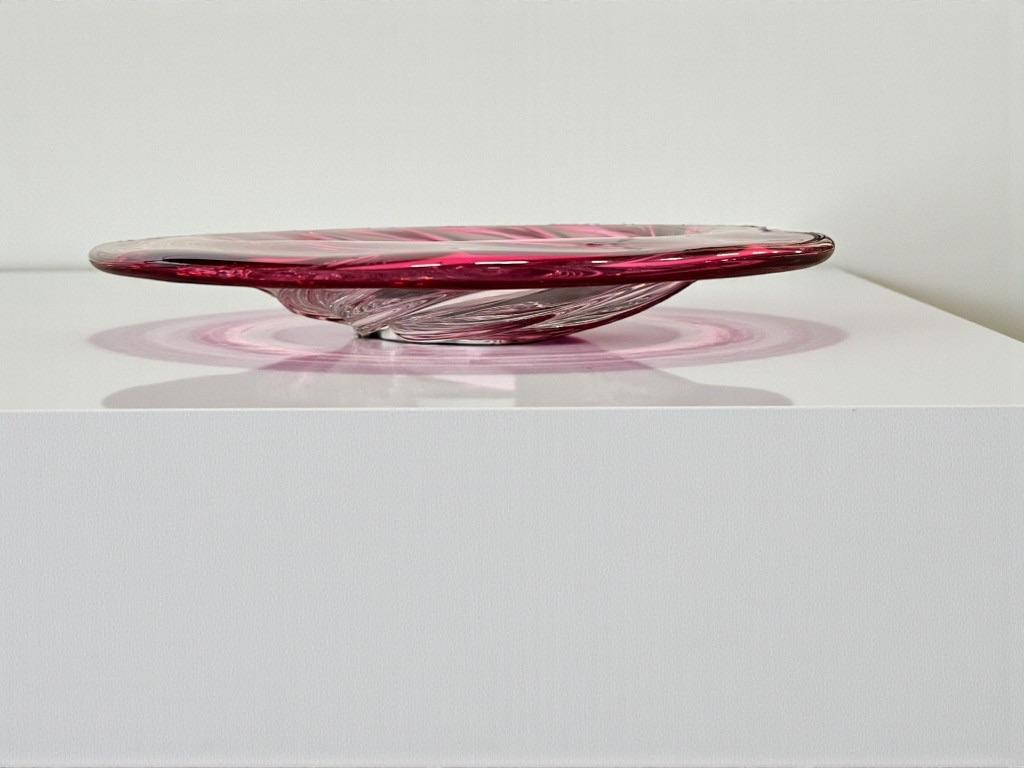 plat/bol en verre VSL rose vintage, Enlèvement ou Envoi