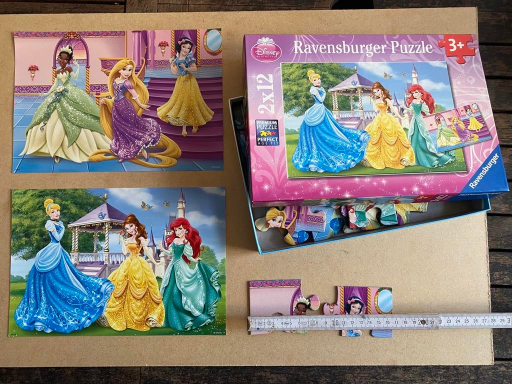 Prinsessen Puzzel 2 x 12 grote stukken Disney, Ophalen of Verzenden, 10 tot 50 stukjes, Zo goed als nieuw, 2 tot 4 jaar
