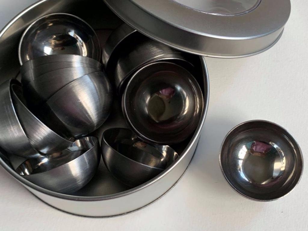 16 handige design rvs schaaltjes 5cm in metalen opbergdoos, Overige materialen, Schaal, Rond, Nieuw