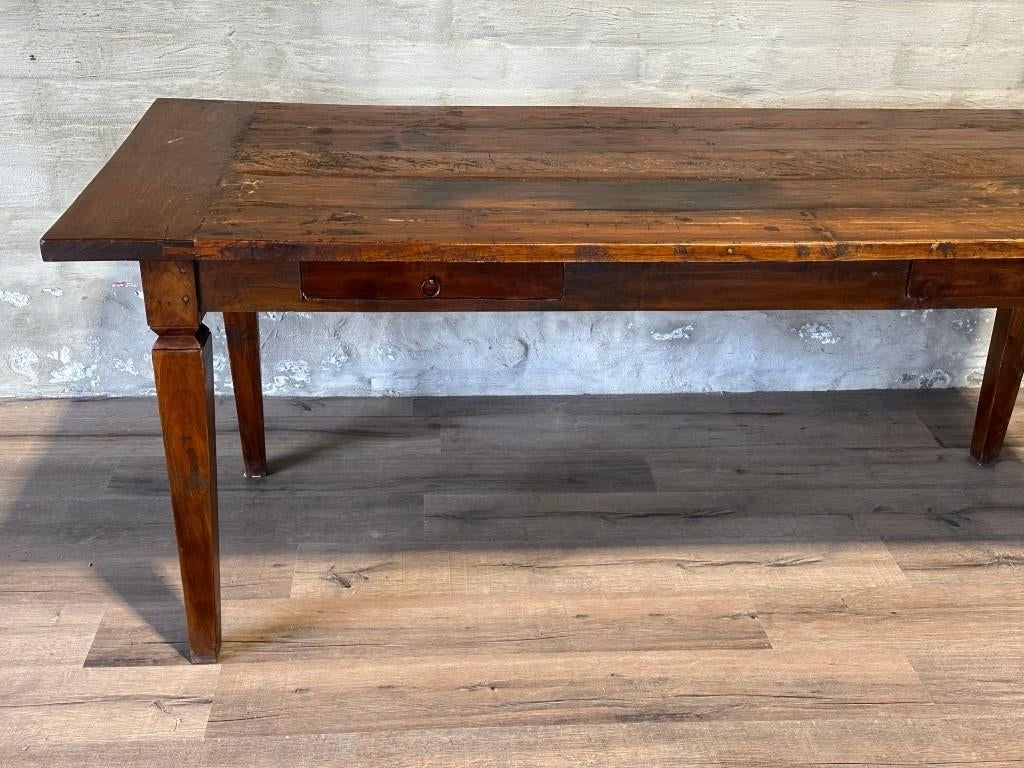 Broerentafel met 2 lades - 200 x 89,5 cm + 80 cm hoog, Gebruikt, Eikenhout, Landelijk, Vijf personen of meer