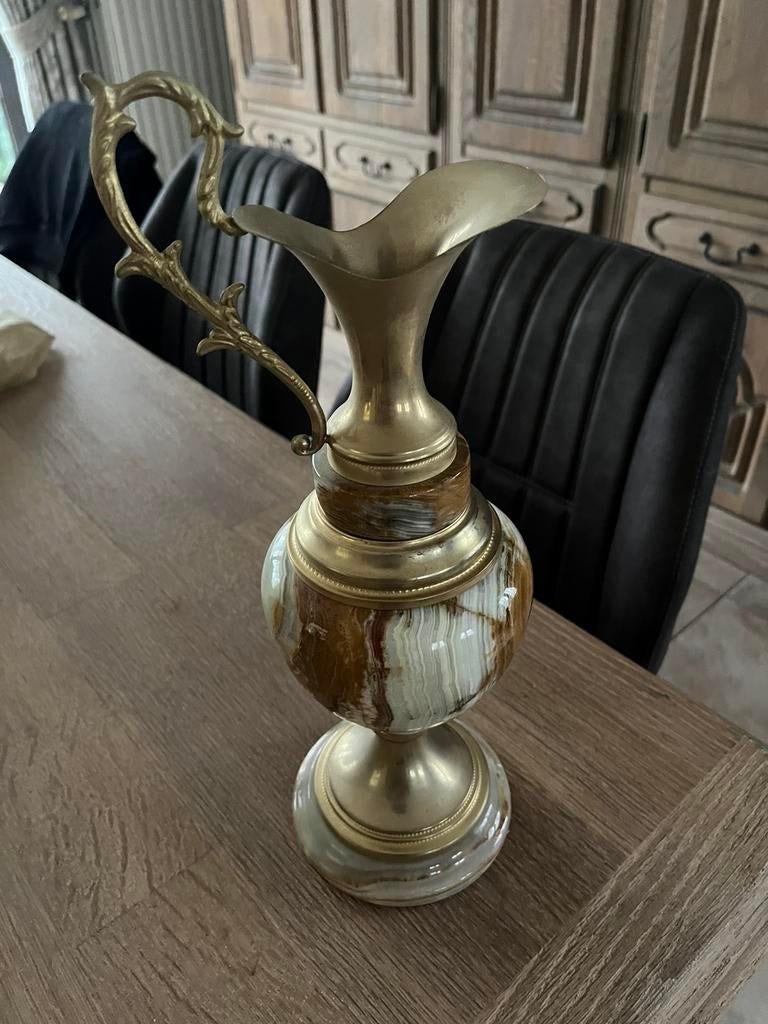 Vintage onyx amfora – goudmetaal en handgemaakte steen Italy, Enlèvement