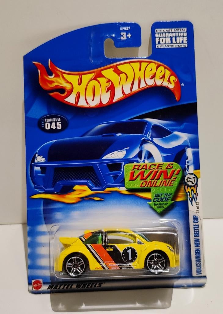 Hot Wheels Yellow Volkswagen New Beetle Cup (2001), Hobby en Vrije tijd, Ophalen of Verzenden