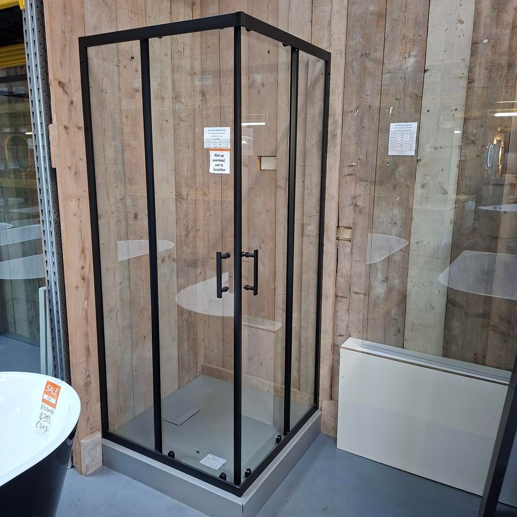 Douchecabine 90x90cm zwart profiel 200cm hoog Krevo, Ophalen of Verzenden, Nieuw, Zwart