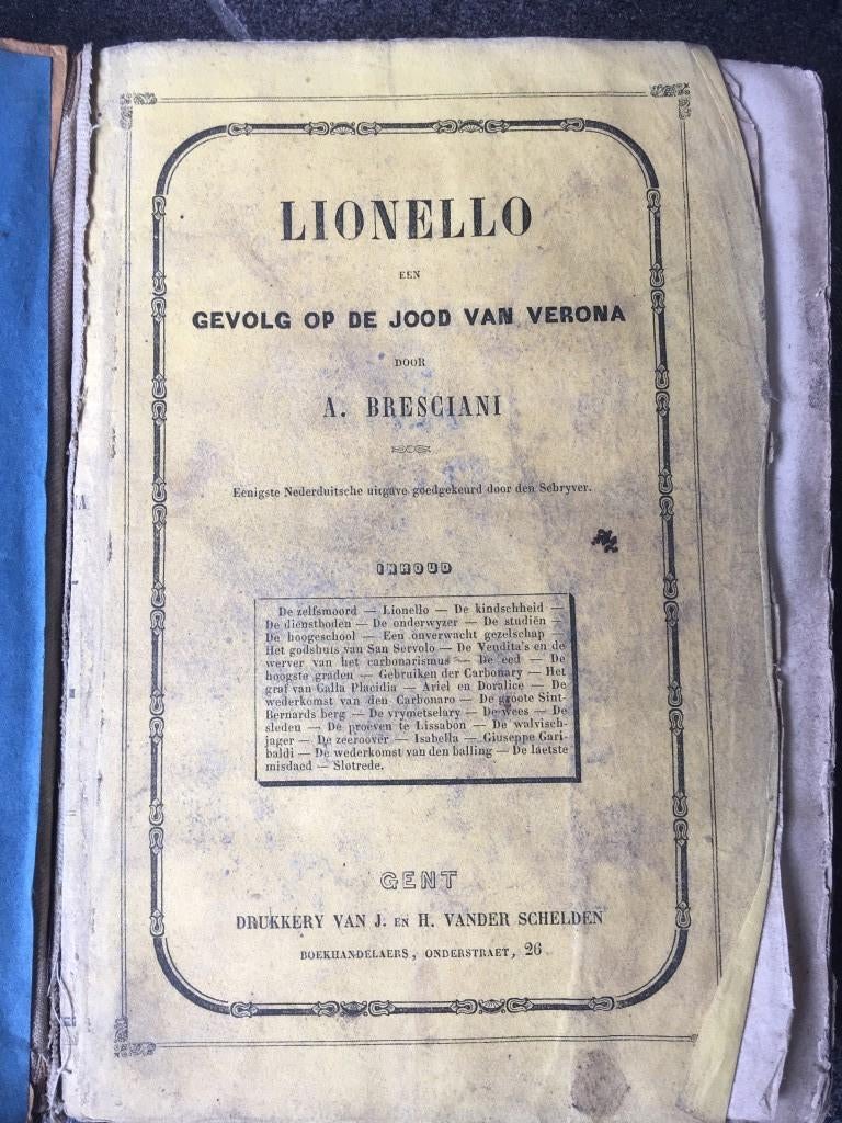 Lionello een gevolg op de jood van Verona - Bresciani - 1860, Antiek en Kunst, Ophalen of Verzenden