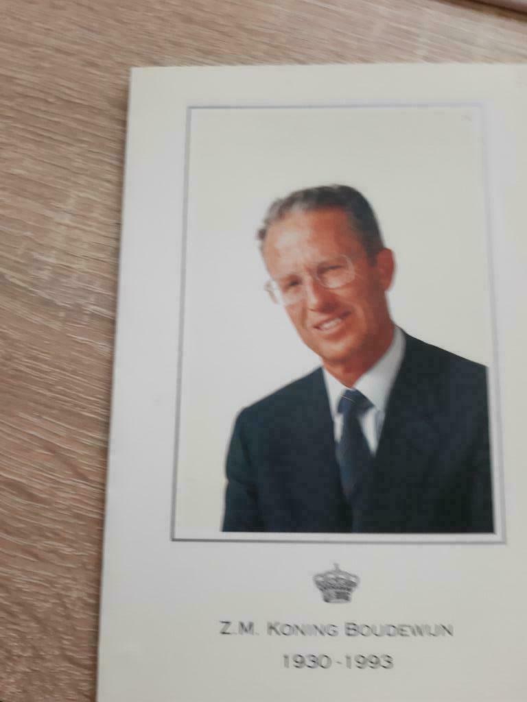 Rouwkaart (in foldermodel) Koning Boudewijn / 1993, Ophalen of Verzenden, Zo goed als nieuw, Kaart, Foto of Prent