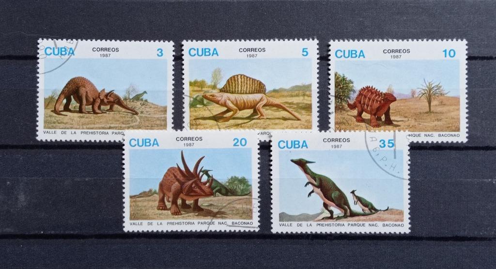 Cuba — dinosaures - 5 timbres oblitérés, Envoi, Affranchi, Animal et Nature