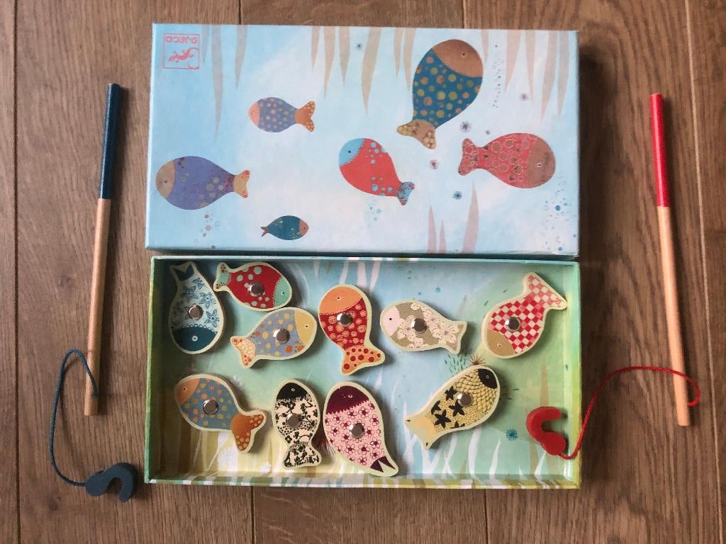 houten magnetisch visspel van Djeco, Kinderen en Baby's, Ophalen of Verzenden, Zo goed als nieuw, Ontdekken