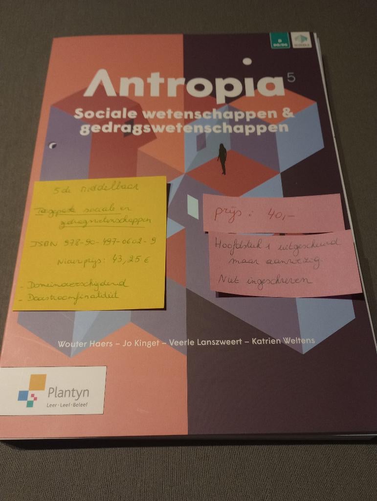 ANTROPIA wetenschappen NIEUW, Boeken, Schoolboeken, Overige vakken, ASO, Plantyn, Ophalen of Verzenden