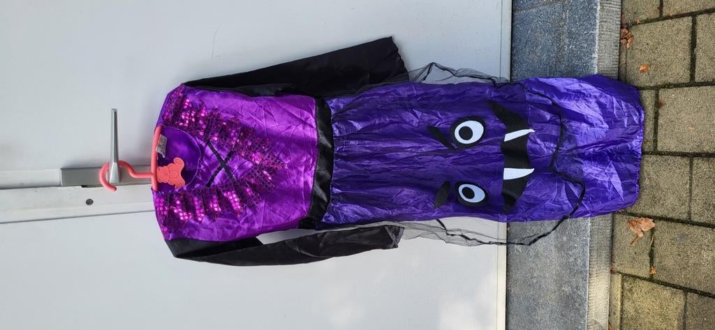 Paars kleed helloween met oogjes 146, Kinderen en Baby's, Carnavalskleding en Verkleedspullen, Ophalen of Verzenden, Zo goed als nieuw