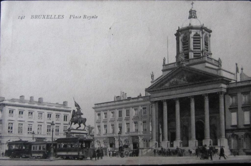 POSTKAARTEN- BRUSSEL, PLACE ROYALE MET OUDE TRAM 1910, Verzamelen, Postkaarten | België, Ophalen of Verzenden, Voor 1920, Gelopen