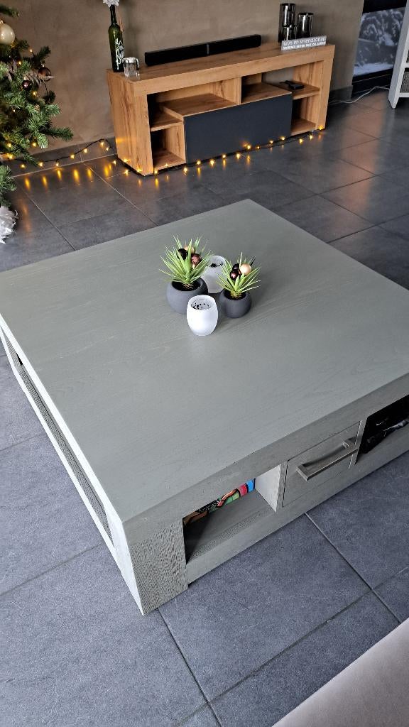 salontafel, Huis en Inrichting, Tafels | Salontafels, Ophalen, Gebruikt, 100 tot 150 cm, Vierkant