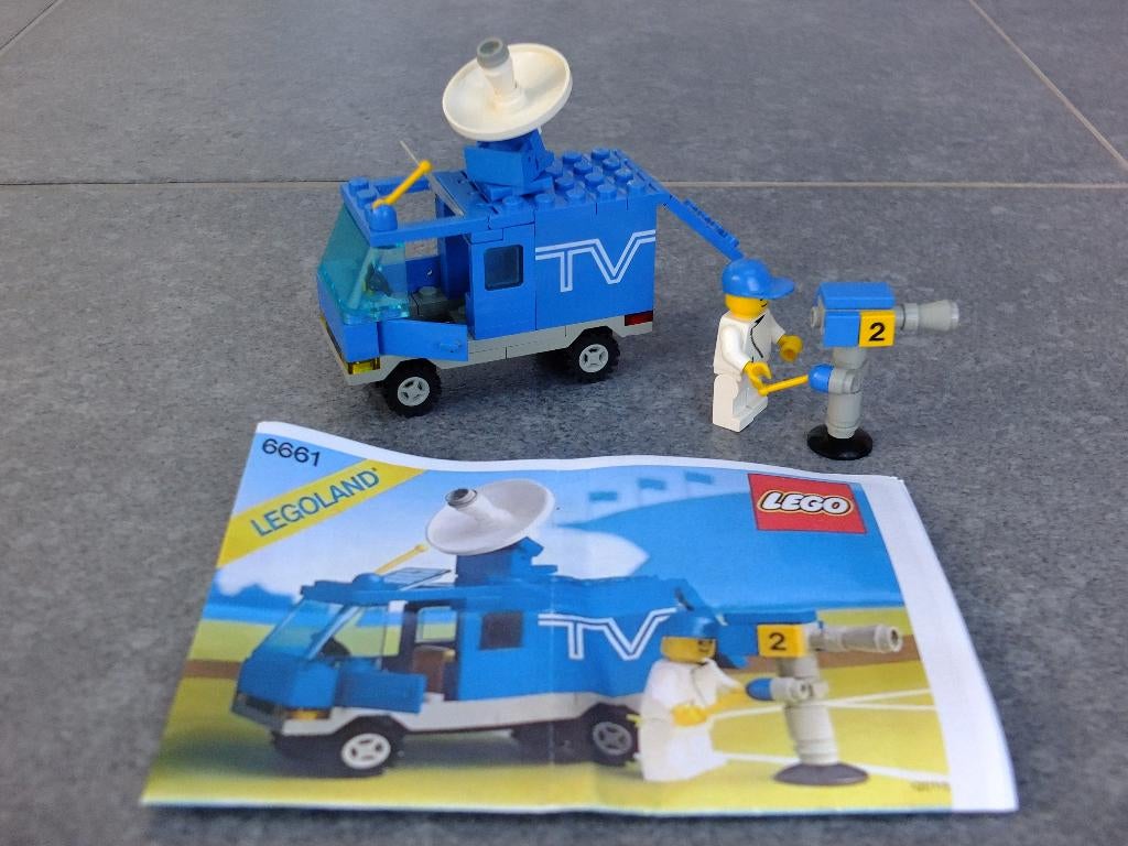 Lego Legoland 6661 - Camionnette TV (Mobile TV Studio), 1989, Enlèvement ou Envoi, Utilisé, Ensemble complet, Lego