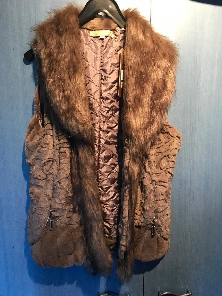 Faux fur jas zonder mouwen, Beige, Nieuw, Ophalen of Verzenden, ANDERE