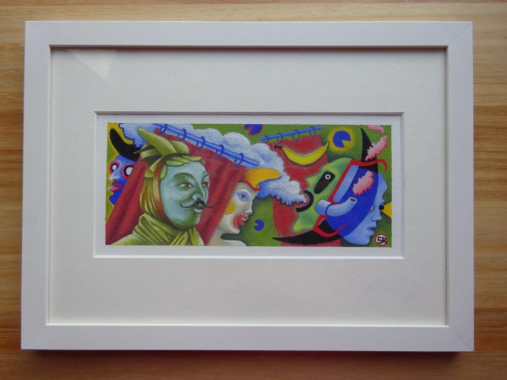 Luc Van de vijver, Gouache, 9 x 21 cm, de Chinese Generaal,, Ophalen of Verzenden