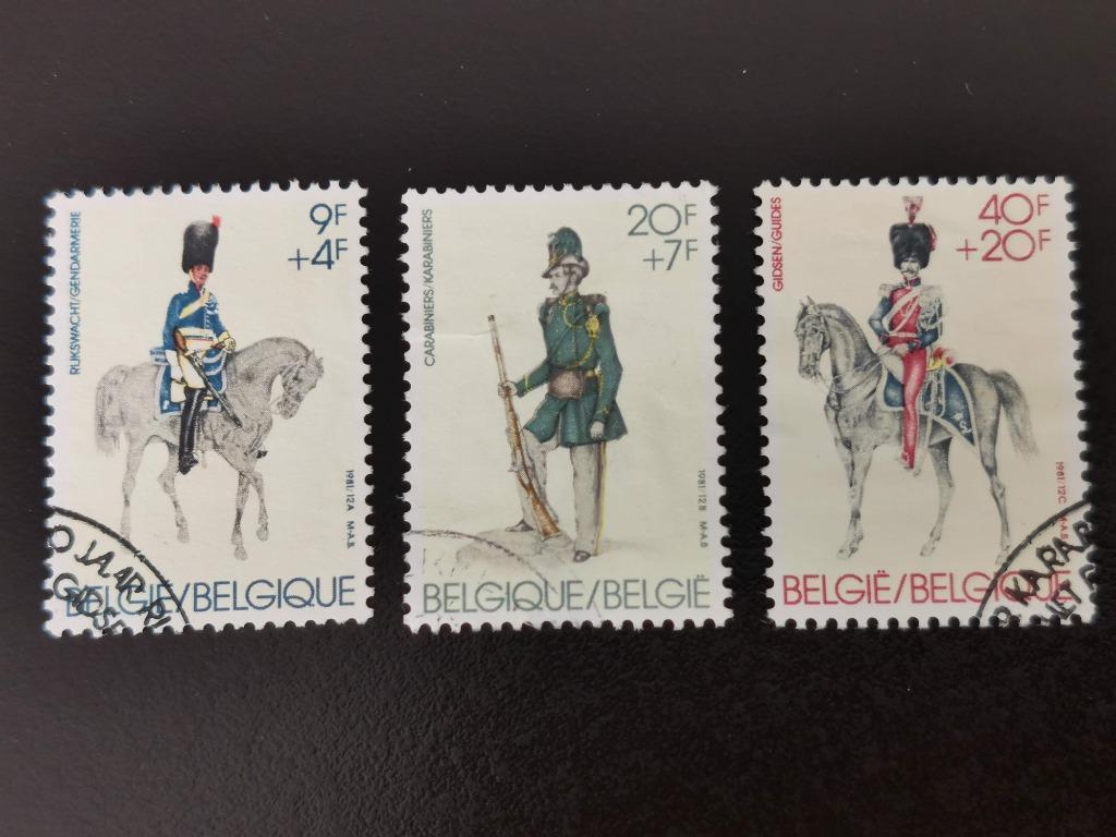 Belgie 1981 - oude uniformen - Rijkswacht, Karabiniers, ..., Ophalen of Verzenden, Gestempeld
