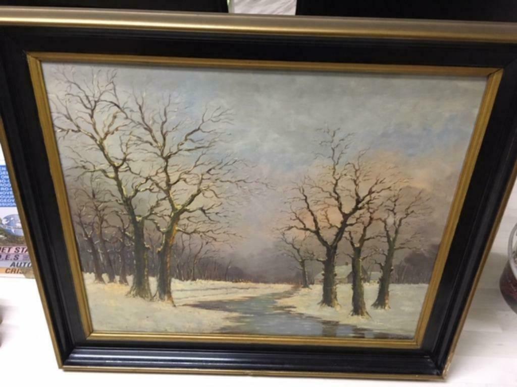 Schilderij winterlandschap, Ophalen
