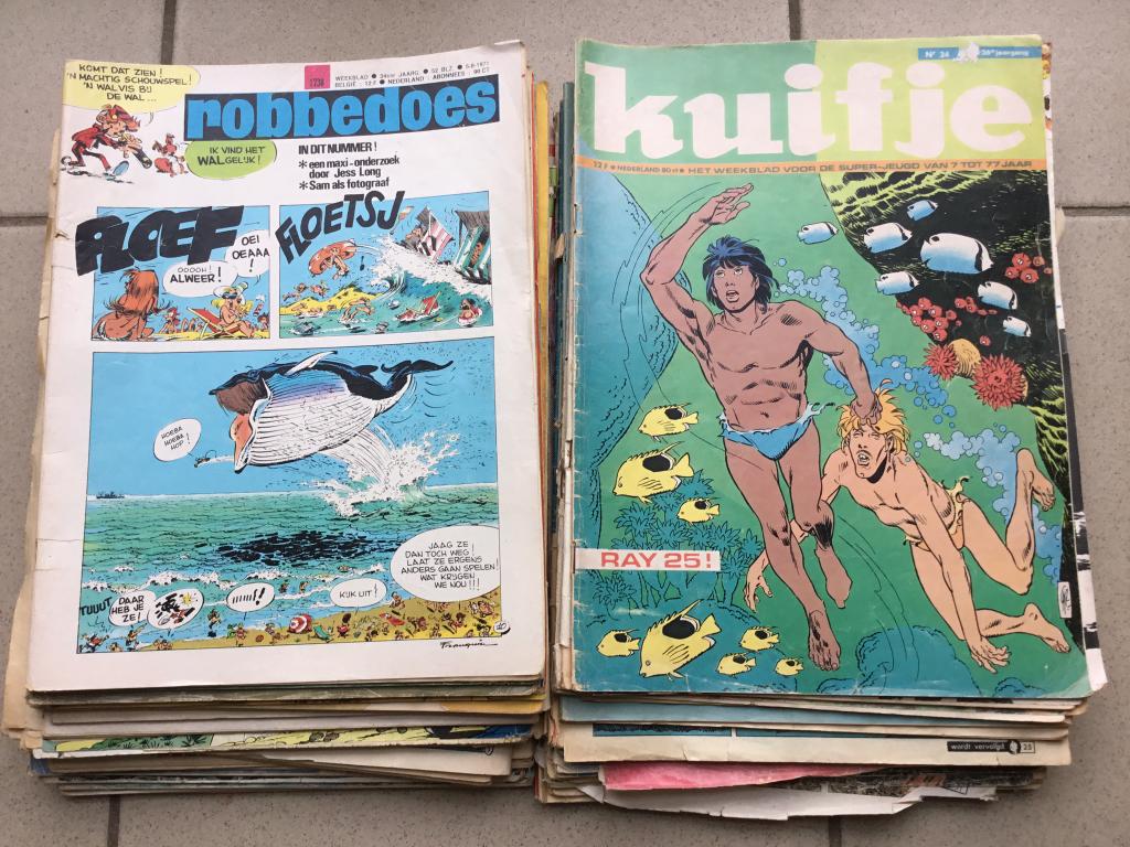 Oude tijdschriften Kuifje en Robbedoes, Meerdere stripboeken, Ophalen of Verzenden, Gelezen