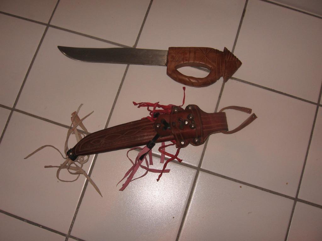 Kapmes Costa Rica. Leren etui uit Costa Rica en, handvat in, Antiek en Kunst, Ophalen of Verzenden