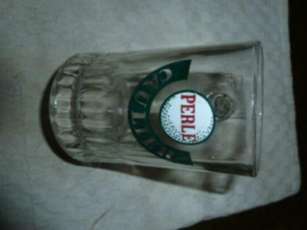 #F bier glas / pul PERLE CAULIER 25ctl Brasserie Caulier, Ophalen of Verzenden, Gebruikt, Bierglas