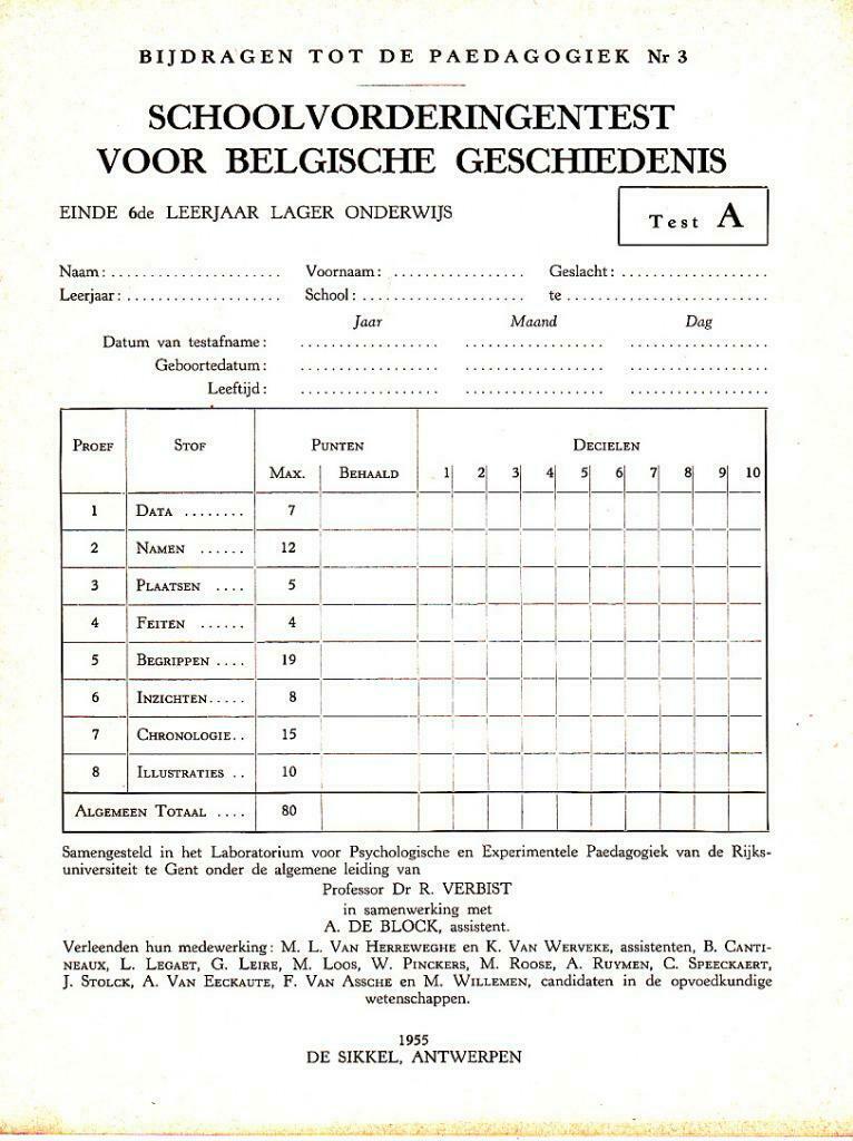 Schoolvorderingentest voor Belgische Geschiedenis., Enlèvement ou Envoi, Alpha, Comme neuf, Autres niveaux