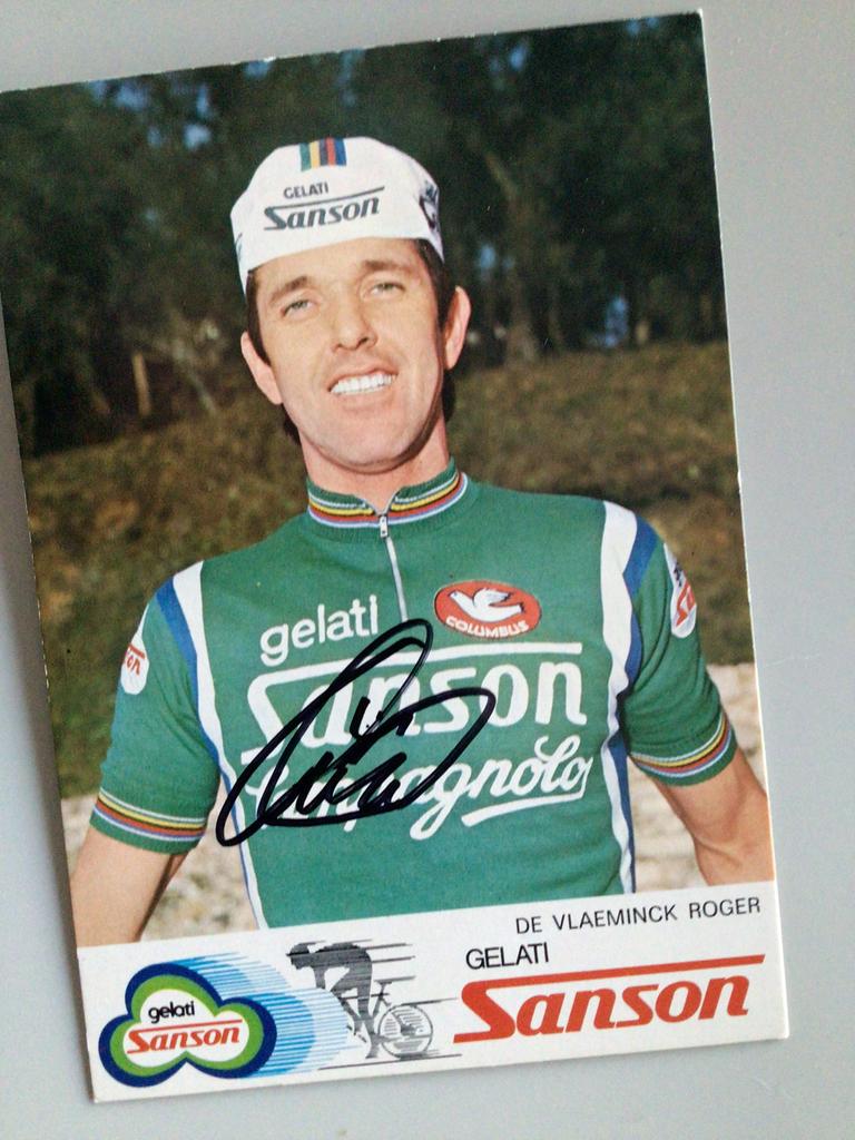 Wielerkaart 1978 team sanson roger de vlaeminck signe, Verzenden