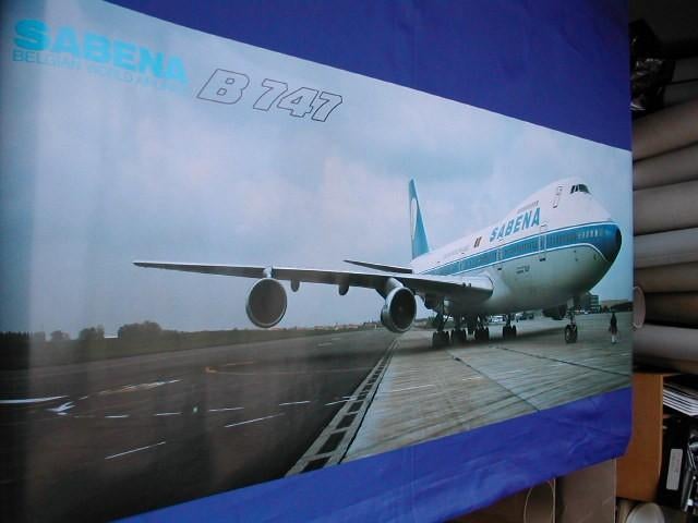 Sabena Panoramic Poster B747-100 OO-SGA Tarmac 40x120, Deurposter of groter, Rechthoekig Liggend, Nieuw, Ophalen of Verzenden
