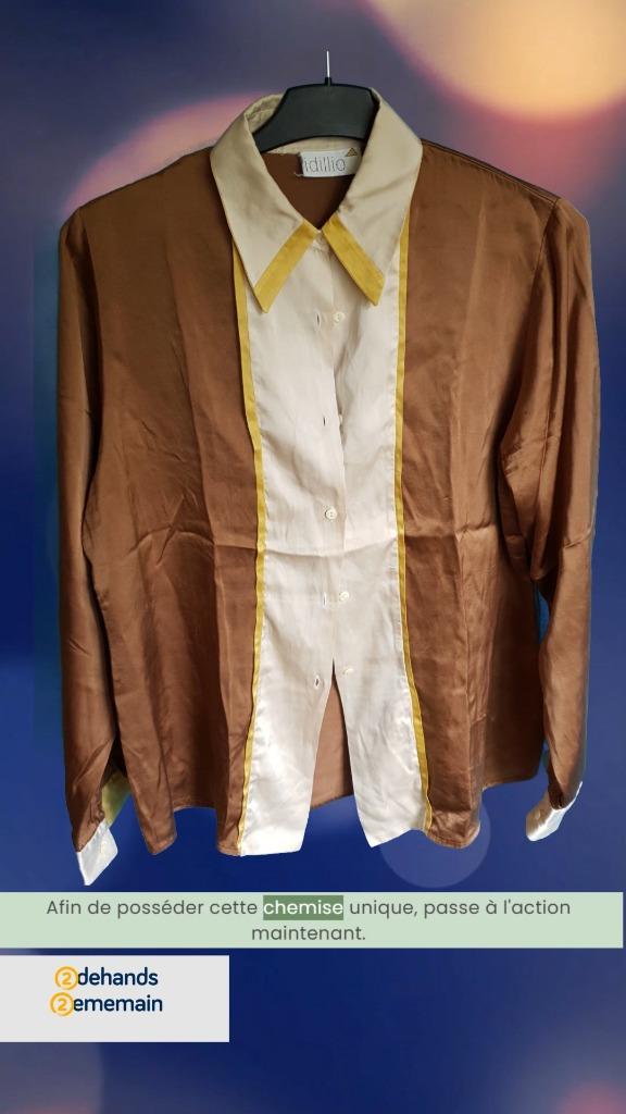 Vintage overhemd van 100% zijde, gemaakt in Italië, Kleding | Dames, Ophalen of Verzenden, Zo goed als nieuw, Maat 42/44 (L), Overige kleuren