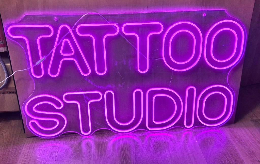 Grande Enseigne Tattoo Studio led Rose, Enlèvement ou Envoi, Comme neuf