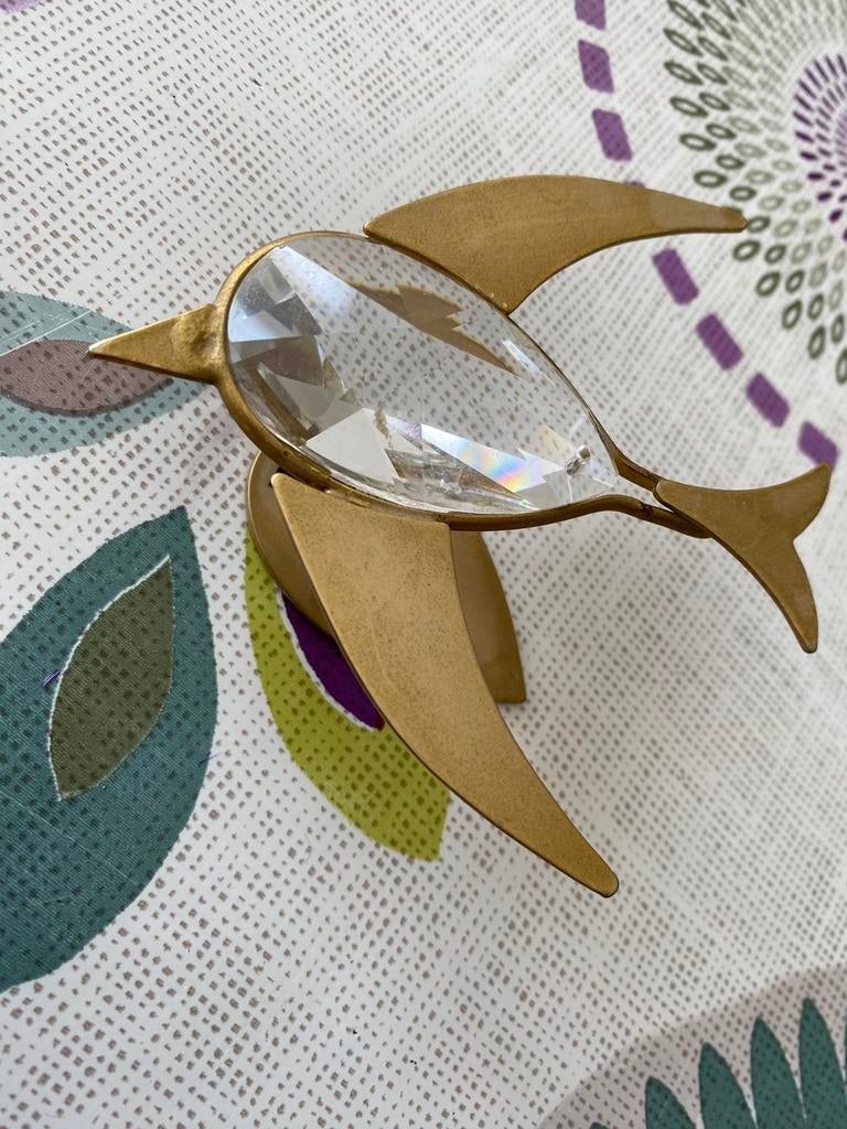 Uccello Swarowski Golden Brass vogel 24 k, Ophalen of Verzenden