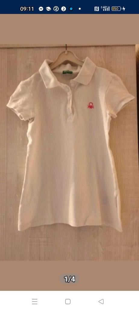 Witte polo shirt maat 134, Ophalen of Verzenden, Zo goed als nieuw
