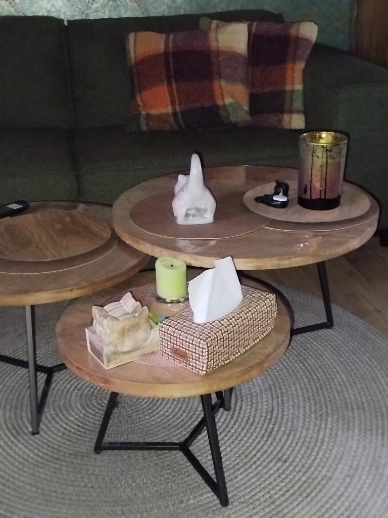 Salontafel, Huis en Inrichting, Tafels | Salontafels, Zo goed als nieuw, Rond, Ophalen