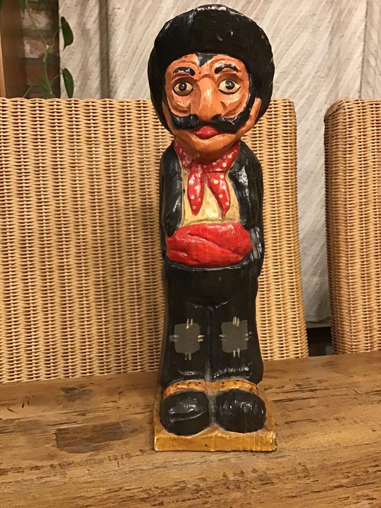 Vintage houten beeld handgeschilderd, Antiek en Kunst, Ophalen of Verzenden
