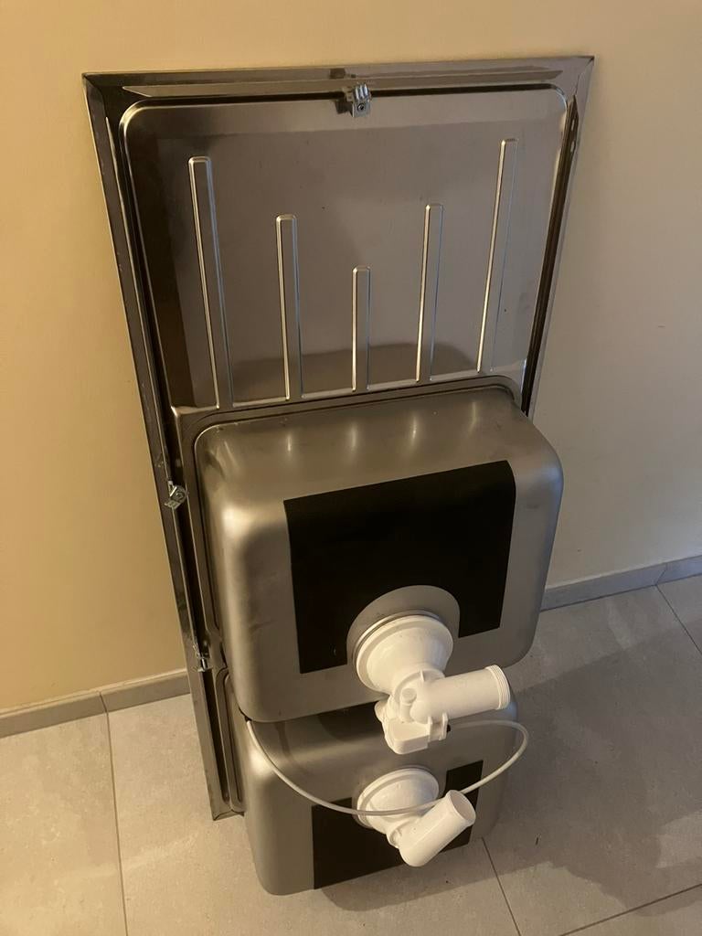 Evier inox double + égouttoir complet, Enlèvement, Comme neuf, 50 à 75 cm, 100 à 150 cm