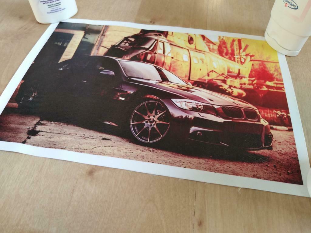 Canvas poster zwarte bmw, Ophalen of Verzenden, Nieuw, Minder dan 50 cm, Foto of Poster