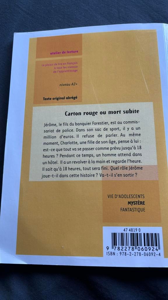 Carton rouge ou mort subite, Ophalen, Zo goed als nieuw, Frans
