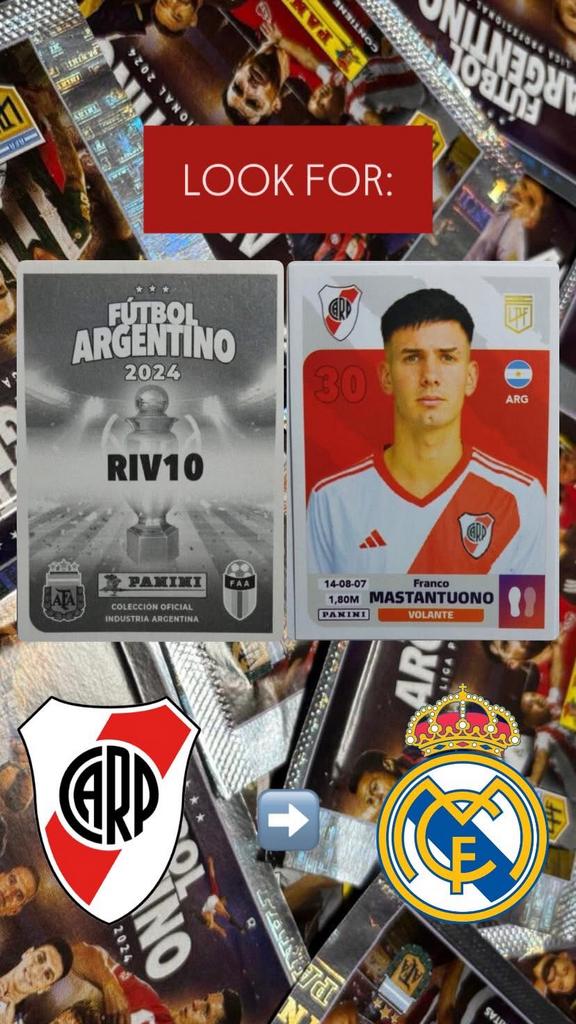 5pakje met 2024Panini Argentijnse voetbalkaarten Mastantuono, Verzenden, Nieuw, Sport