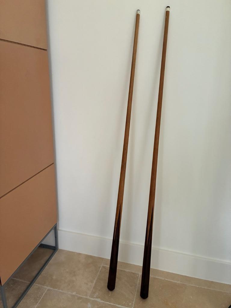 2 biljartstokken hout, Antiek en Kunst, Ophalen